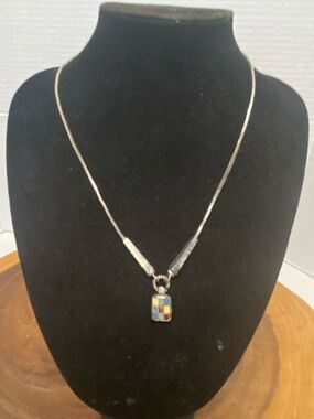 LC Liz Claiborne Tile Pendant Boho Necklace